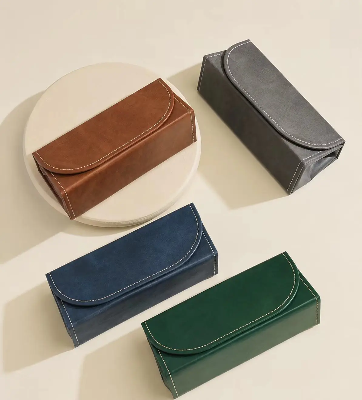 Large Capacity PU Leather Glasses Case Magnetic Sunglasses Storage Box Eyeglasses Protector Container Soft Pouch for Men Women