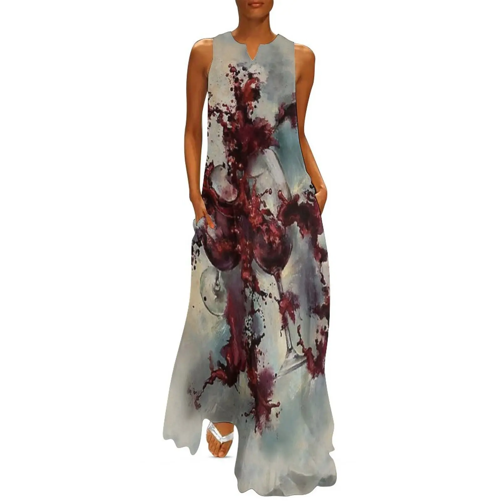 

Wine tasting original painting oil on canvas Long Dress Women's clothing dresses for womens luxury dresses womens clothing
