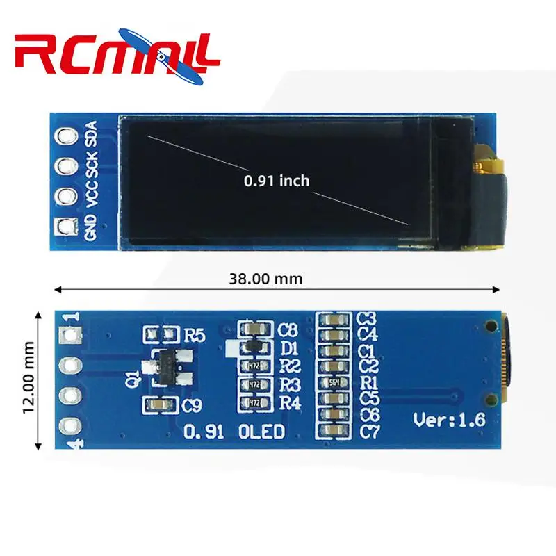 0.91 Inch OLED Display Module 128x32 SSD1306 I2C Screen 4 Pin Compatible with Arduino Raspberry Pi Home Office Setup Essentials