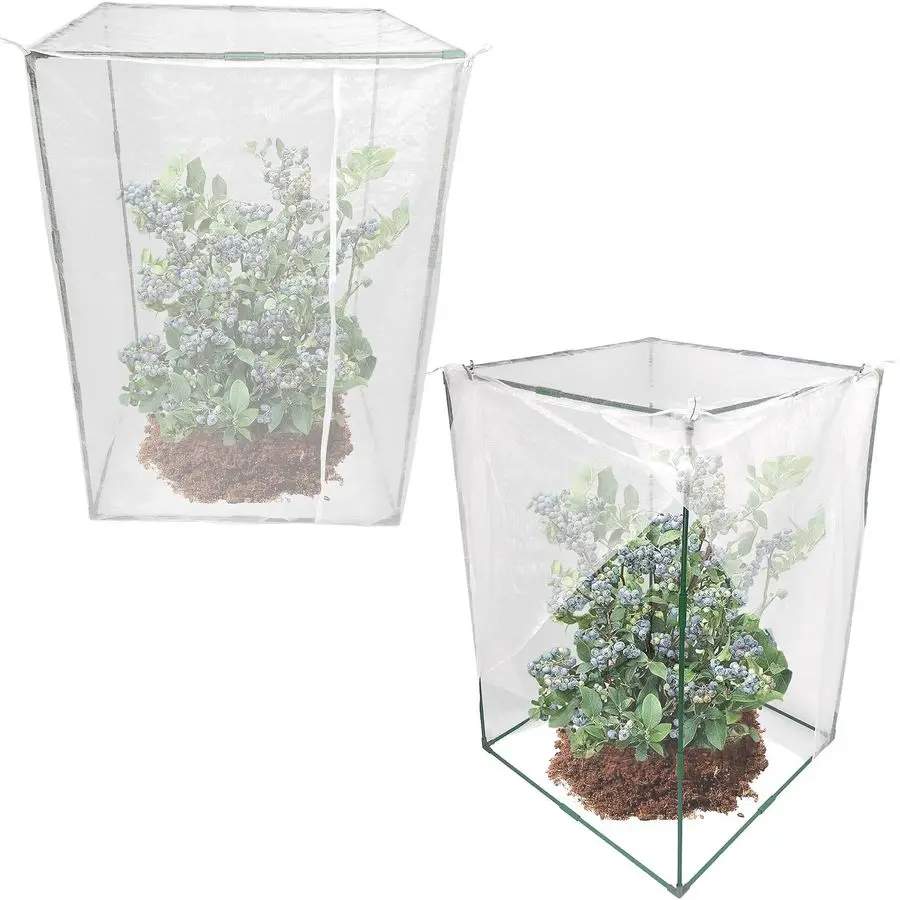 

Набор из 34x34x50 дюймов сетчатых защитных чехлов от насекомых и птиц для томатов и голубики, быстро устанавливаемые и снимаемые, усиленные.