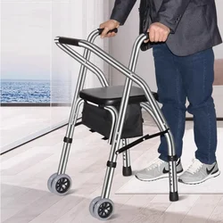 Rollator Walker with Armrest Foldable Walking Aid Anti Fall Mobility Support Cart Adjustable Frame for Elderly Outdoor Use
