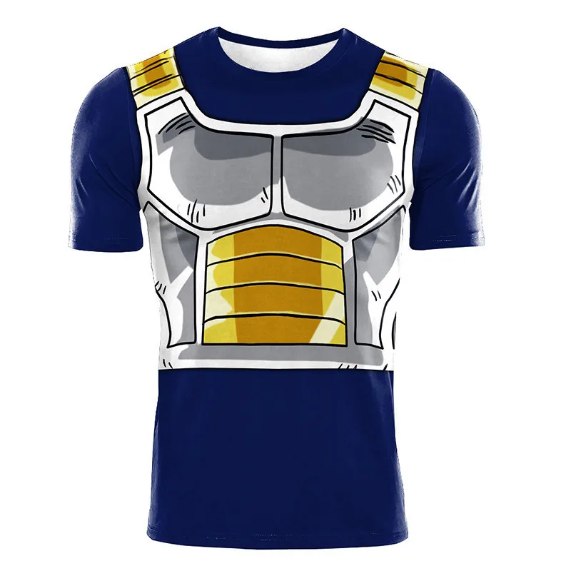 Camiseta Deportiva Retro Unisex de Alta Calidad con Estampado Gráfico de Vegeta Saiyan en Armadura de Dragon Ball, Verano 2026, Tela de Seda de Leche