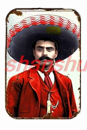 Emiliano Zapata  PAINTING Vintage Advertising  All Metal Tin Sign  8 x 12 ASC