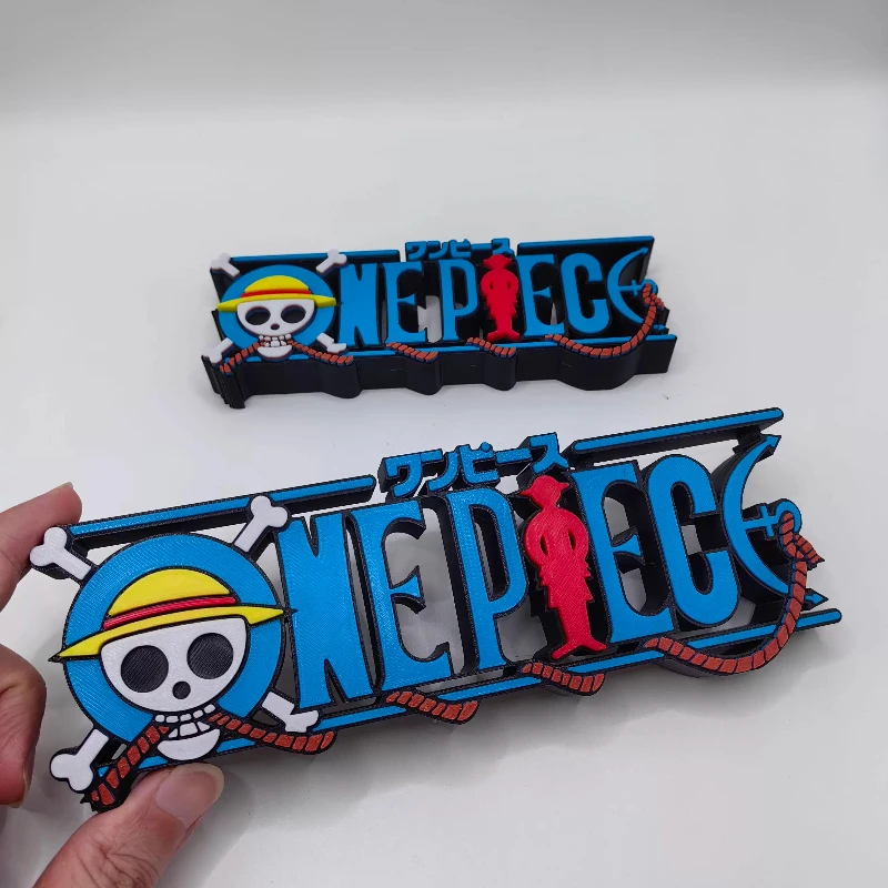 Anime One Piece 3d Logo Standing Sign 3d Printing Handmade Sign Desktop Ornament Collection Model Mainan Hadiah Liburan