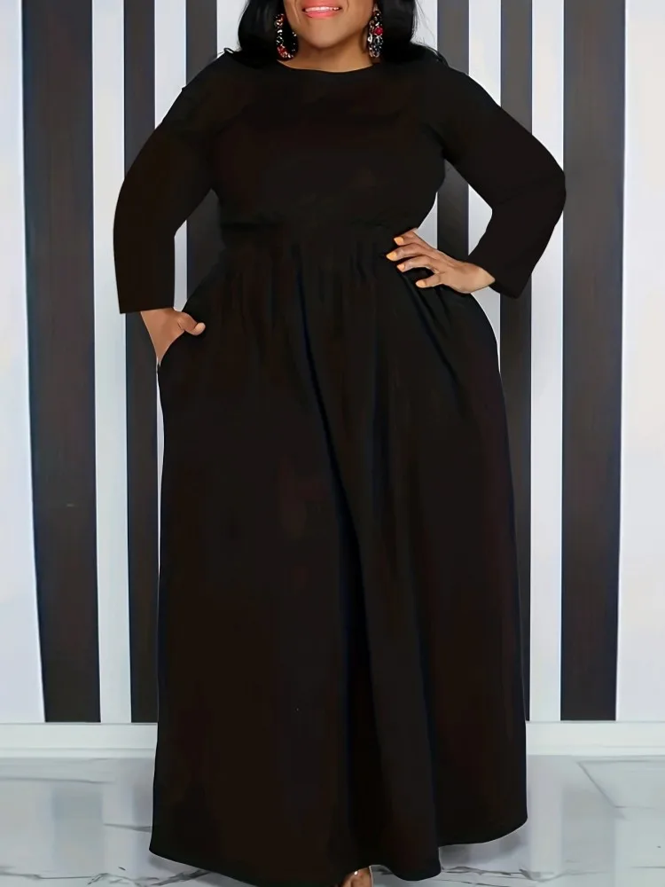 4XL 5XL Plus Size Dresses Women Black Long Sleeve Maxi Dress Autumn Winter Urban Gypsy Fashion Dresses Ropa Mujer Big Size 3XL