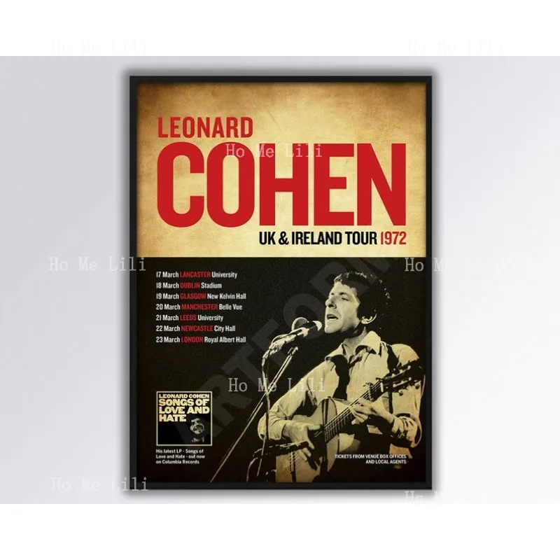 Leonard Cohen Reimagined 1972 Tour Poster Tamanho Sinal de metal Bob Dylan Joni Mitchell Idéia de presente