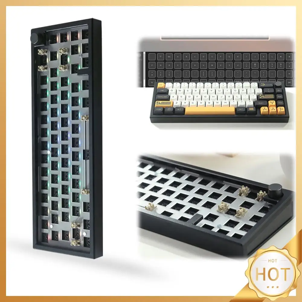 

Aluminum Alloy Wired Wireless Gaming DIY Kit 3000mAh Battery DIY Mechanical Keyboard 66 Keys Barebones Keyboard Kit Programmable