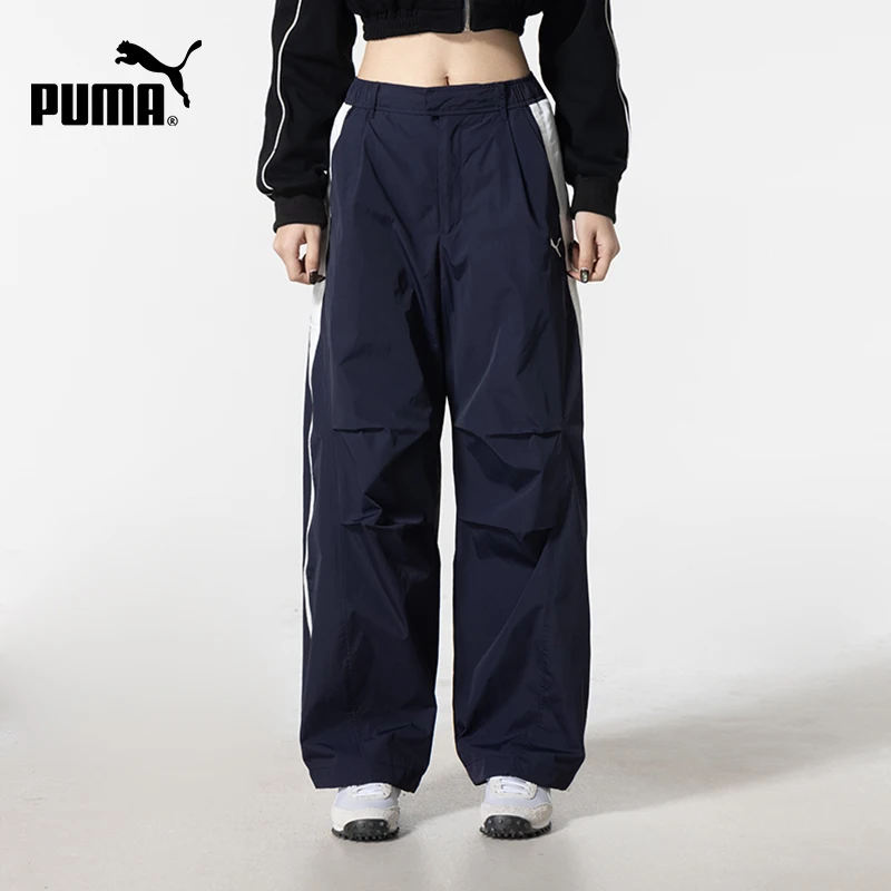 Puma genuine T7 color contrasting fashionable multi pocket mid waist women's casual pants 637442-16