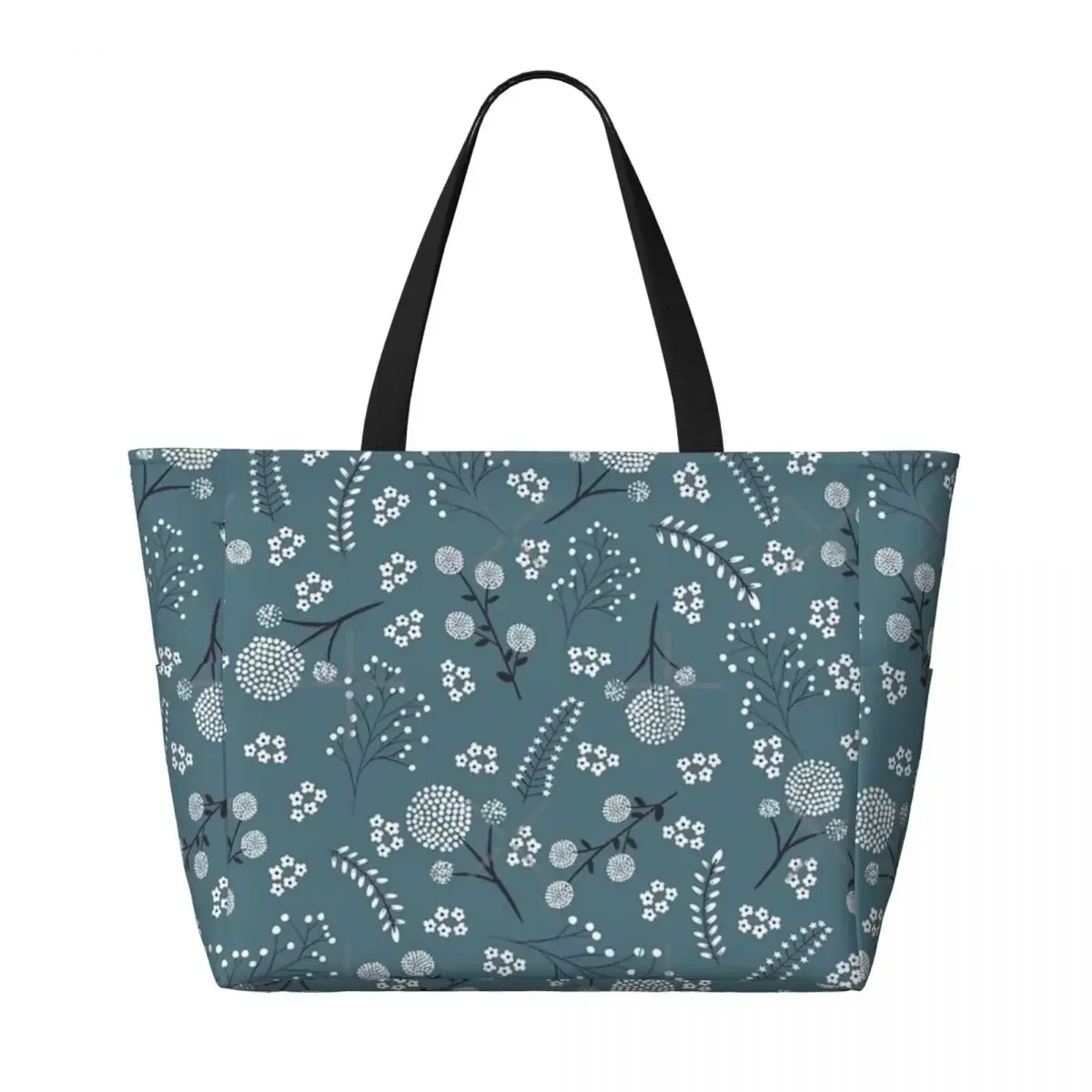 Floral In Teal Beach Travel Bag, Tote Bag Retro Shopping Out Birthday Gift Multi-Style Pattern