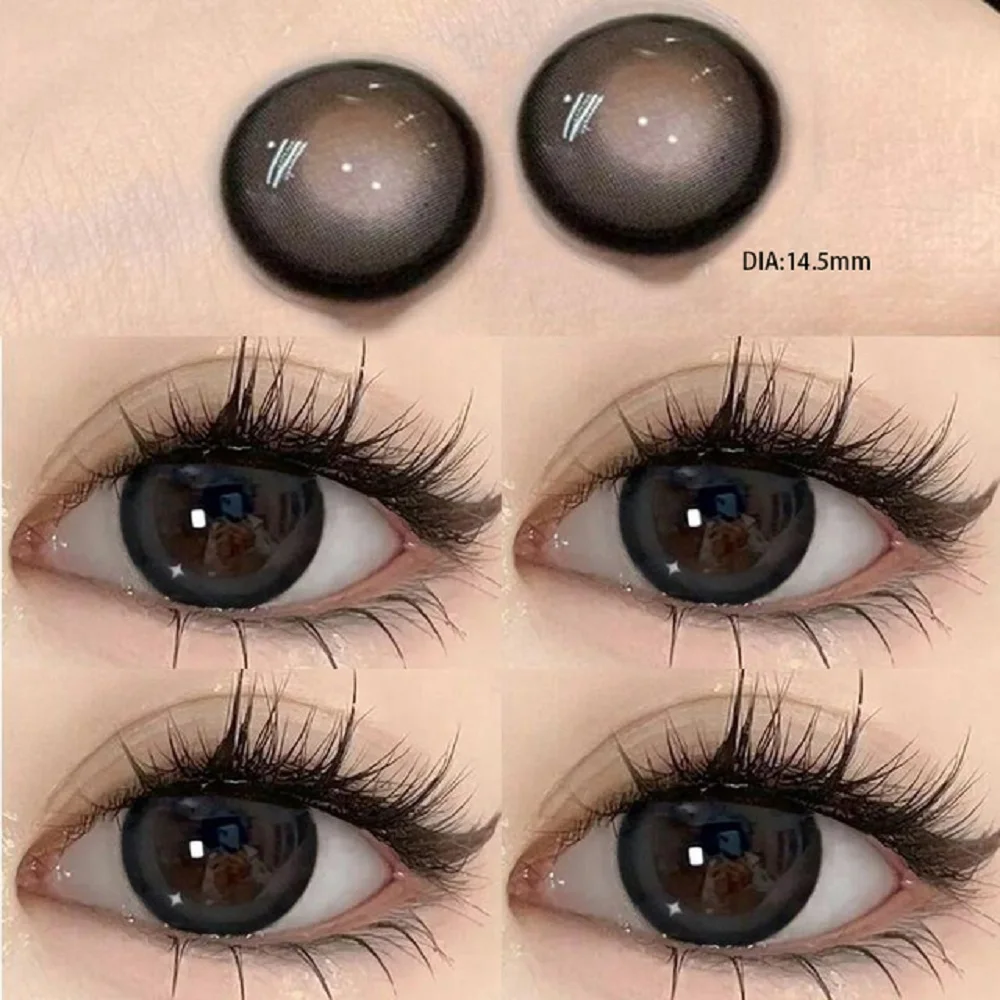 KSSEYE 2 pièces lentilles de Contact avec remise des diplômes gris naturel grands élèves contatos noirs élèves colorés marron belles lentilles de Contact