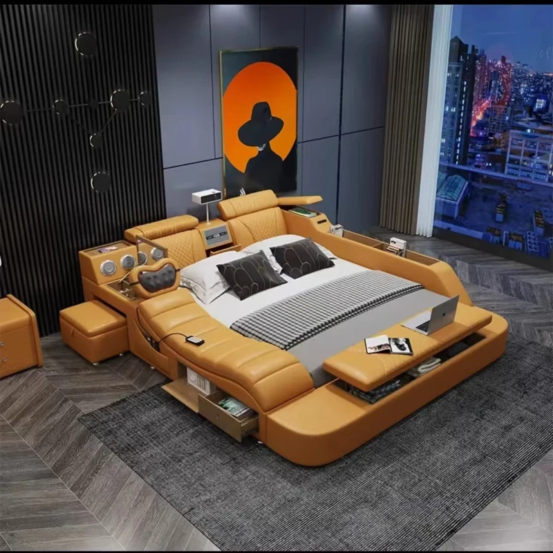 

Comforter Multi Functional Bed Luxury Platform Smart King Size Double Bed Frames Headboards Camas De Dormitorio Home Furniture