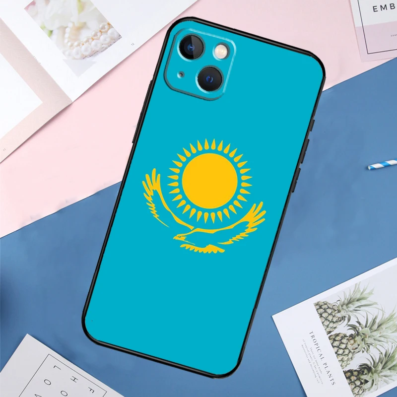 Kazakhstan Flag Soft Case For iPhone 14 13 11 12 15 16 Pro Max Mini X XR XS Max Plus Full Cover
