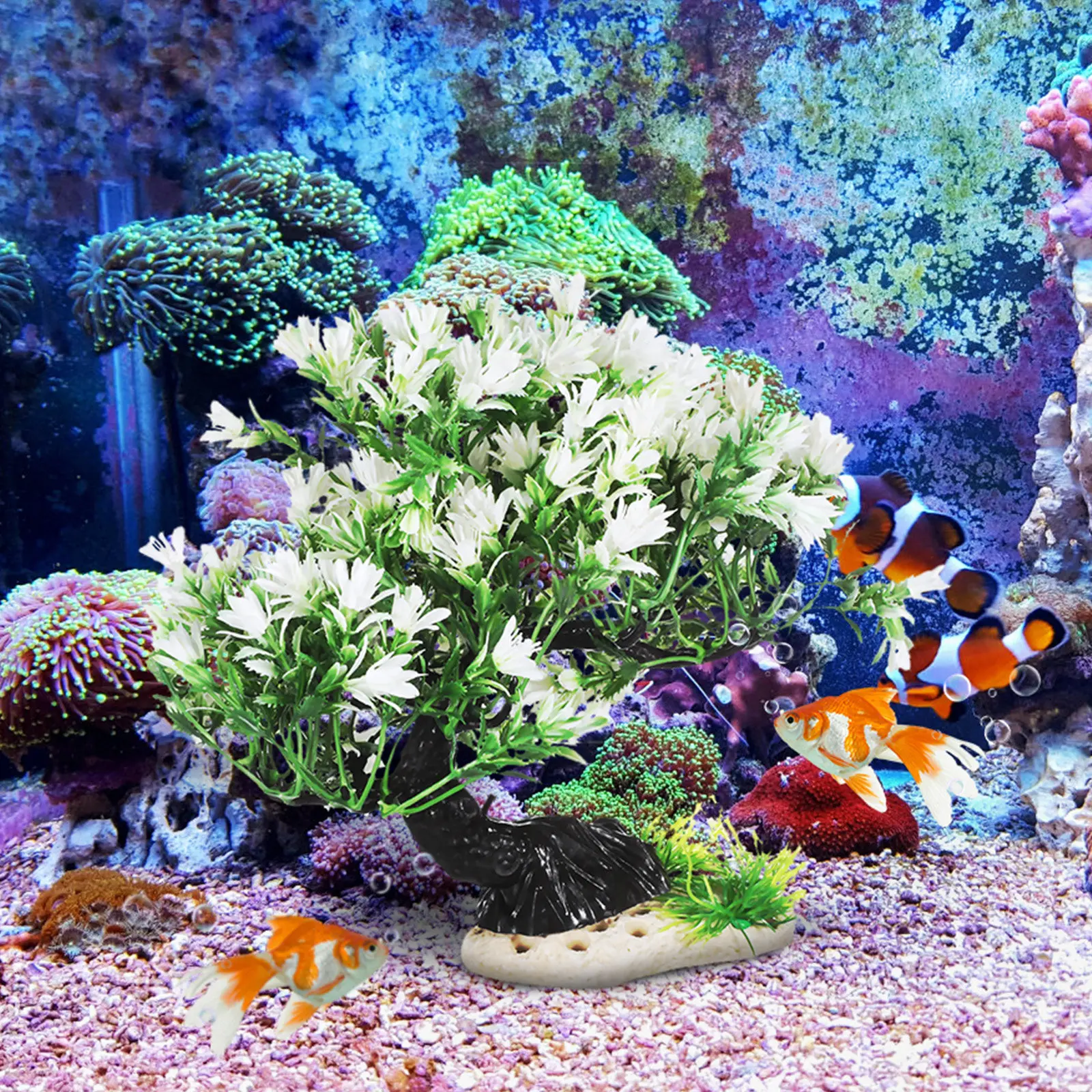 

Fake Aquarium Tree Decor Realistic Green Artificial Plant for Fish Tank Easy Clean Safe Habitat Enhancement Aquascaping