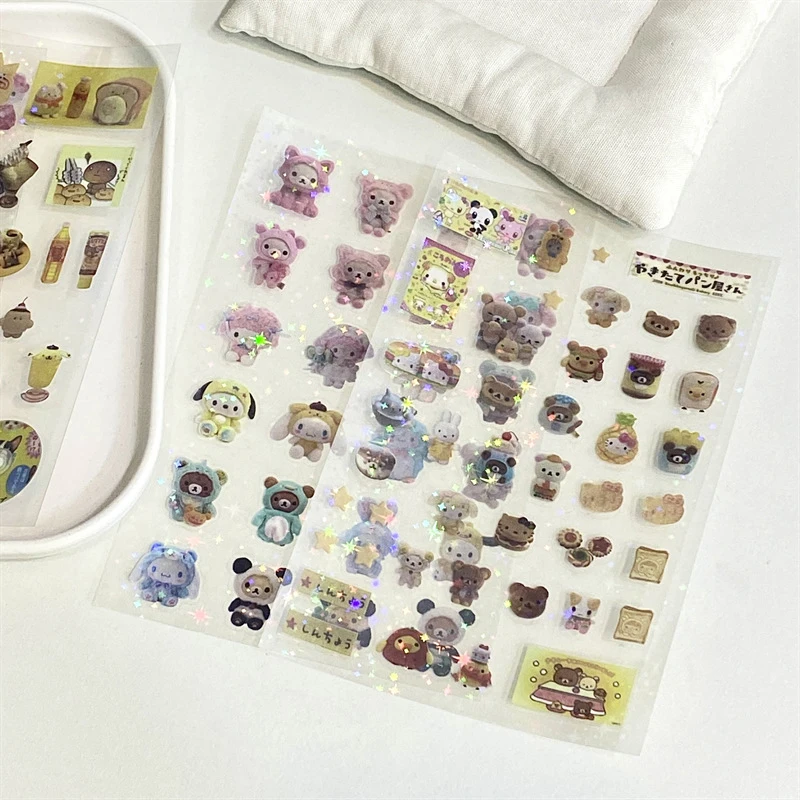 6/12PCS Oude Serie Leuke Cartoon Rilakkuma Film Snijden Stickers Beer Kat Account Materiaal DIY Stickers Water cup Decals