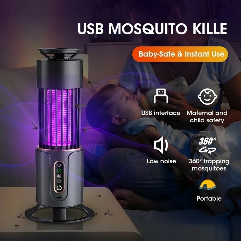 

Электрическая лампа-ловушка для комаров USB, уличная лампа-отпугиватель насекомых, кемпинговый фонарь с таймером, репеллент от насекомых, мухобойка