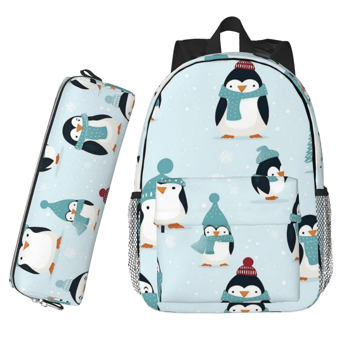 

Cute Penguin Pattern Backpack Hot Sale Large Capacity Boys Girls BookBag Shoulder Bags for Children School Bag Pencil Case