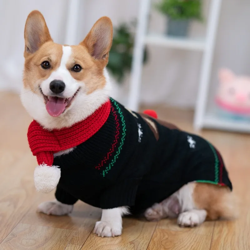 Welsh Corgi Dog Clothes Winter Dog Sweater Christmas Pet Coat Outfit Garment Cat Chihuahua Puppy Clothing Xmas Dog Costume XXS