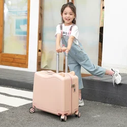 Children's Suitcase on Wheels Lovely Rolling Luggage Bag Can Sit and Ride Kids Password Suitcase Carry on Trolley Travel Bag