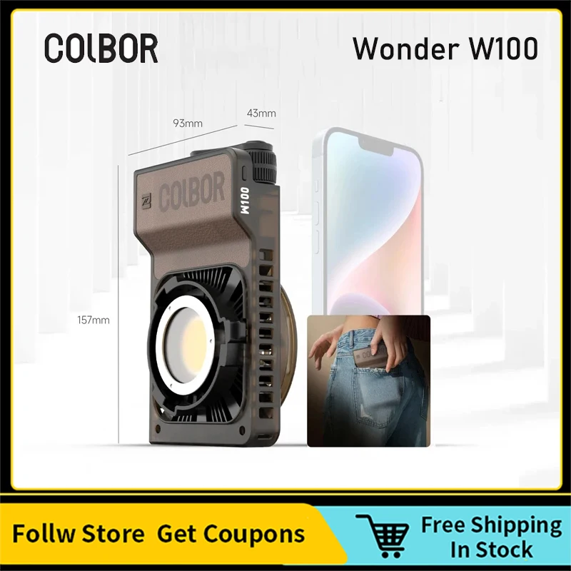 Colbor W100 W100R Wonder 100W COB LED Video Light Pocket Lighting for Photography Video YouTube TikTok Outdoor Shooting