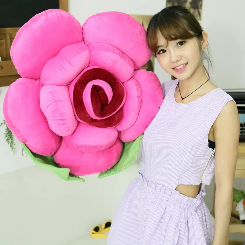 30cm 3D Rose Pillow Flowers Cushion With Filling Stuffed Toy Funny Plush Bolster Christmas Present Cute Gifts for Girl Home Deco