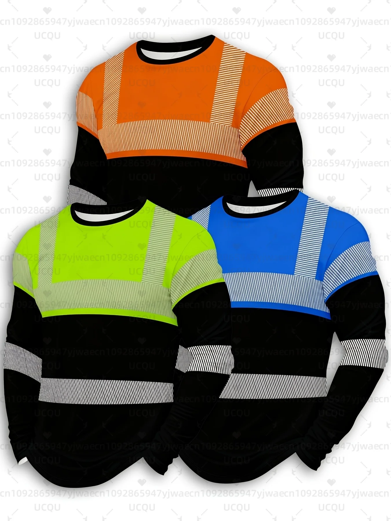 Camiseta masculina casual com estampa 3D de manga comprida para primavera e outono, verde neon, leve e respirável, pulôveres