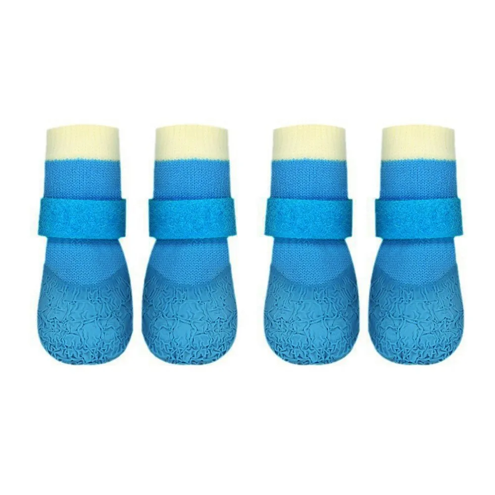 

4PCS/SET Soft Sole Dog Waterproof Socks Breathable Wear Resistant Dog Non-slip Shoes Adjustable Anti-dirty Pet Rain Boot