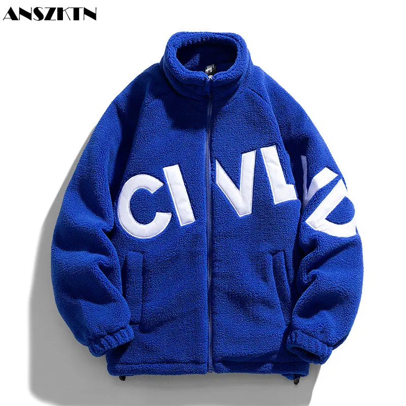 ANSZKTN Winter fleece and thickening men's loose lamb coat little fresh jacket for men and women