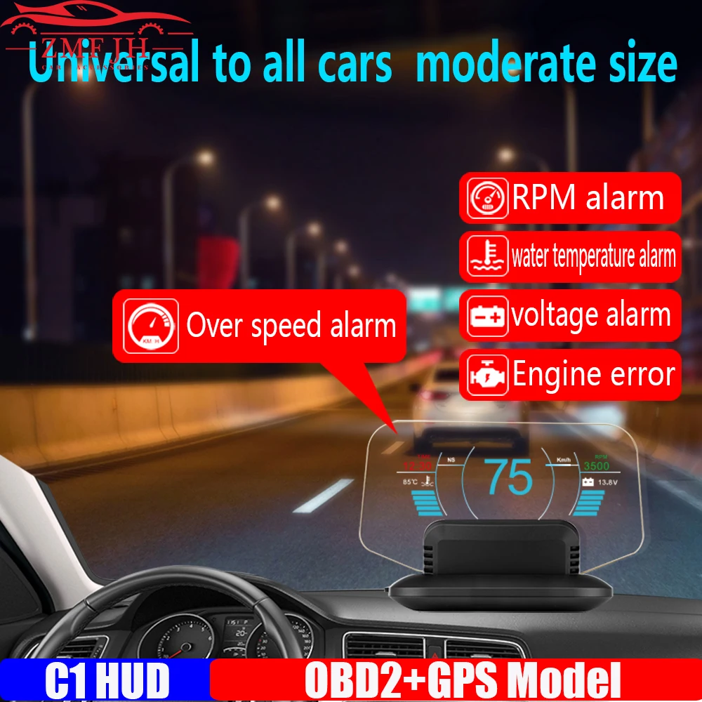 

New Head Up Display OBD Car Electronics HUD Display Car Speedometers C1 Overspeed Warning OBD2+GPS Dual Mode GPS Speedometer