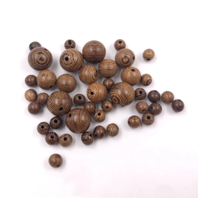 50-100pcs Natural Wenge Wooden Spacer Beads Brown Round Eco-Friendly Wood Bead DIY Crafts Jewelry Making Bracelet Accessories