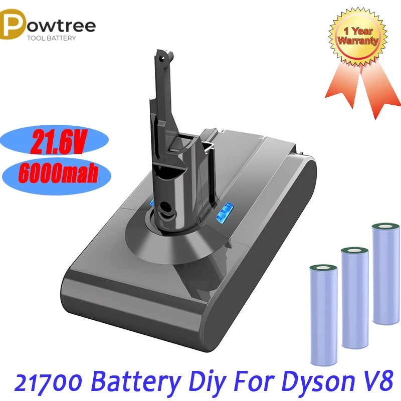 21.6V dla dyson V8 bateria 6000mah 21700 bateria dla Dyson V8 absolutny zwierzę litowo-jonowa bateria 21700 3000mah