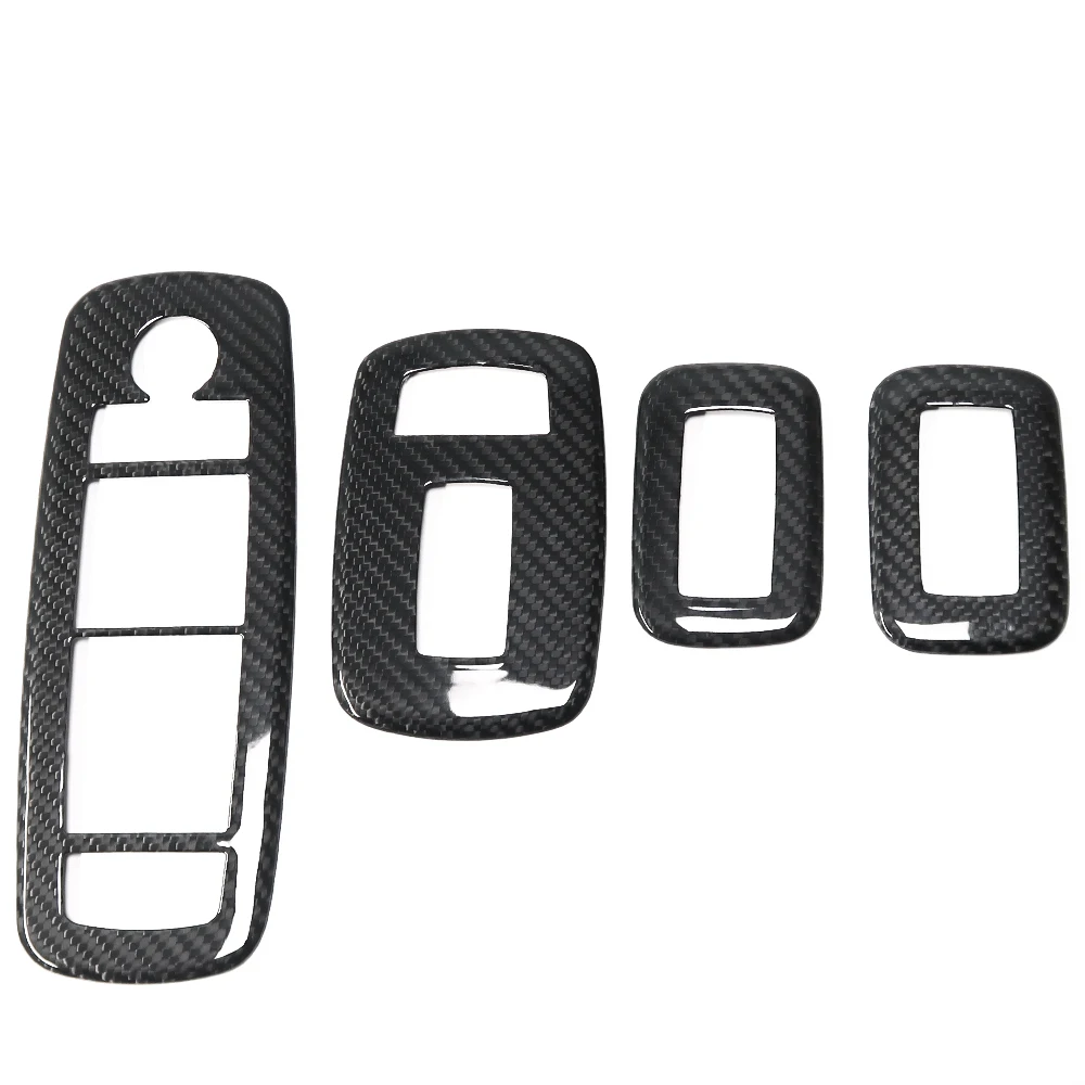 For Dodge Ram 1500 TRX Limited Laramie Rebel 2019-2023 Car Window Lift Switch Button Panel Cover Real Carbon Fiber Accessories