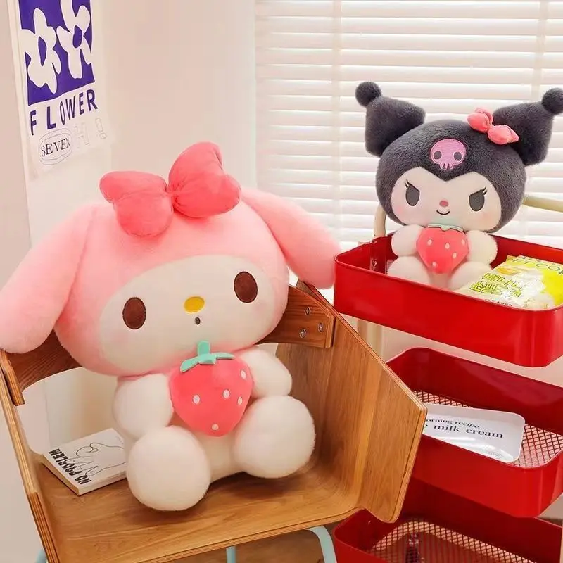 25/50/60cm Kawaii Sanrio Kuromi My Melody Strawberry Series mewah boneka hewan kartun lucu Pp katun bantal mewah hadiah ulang tahun