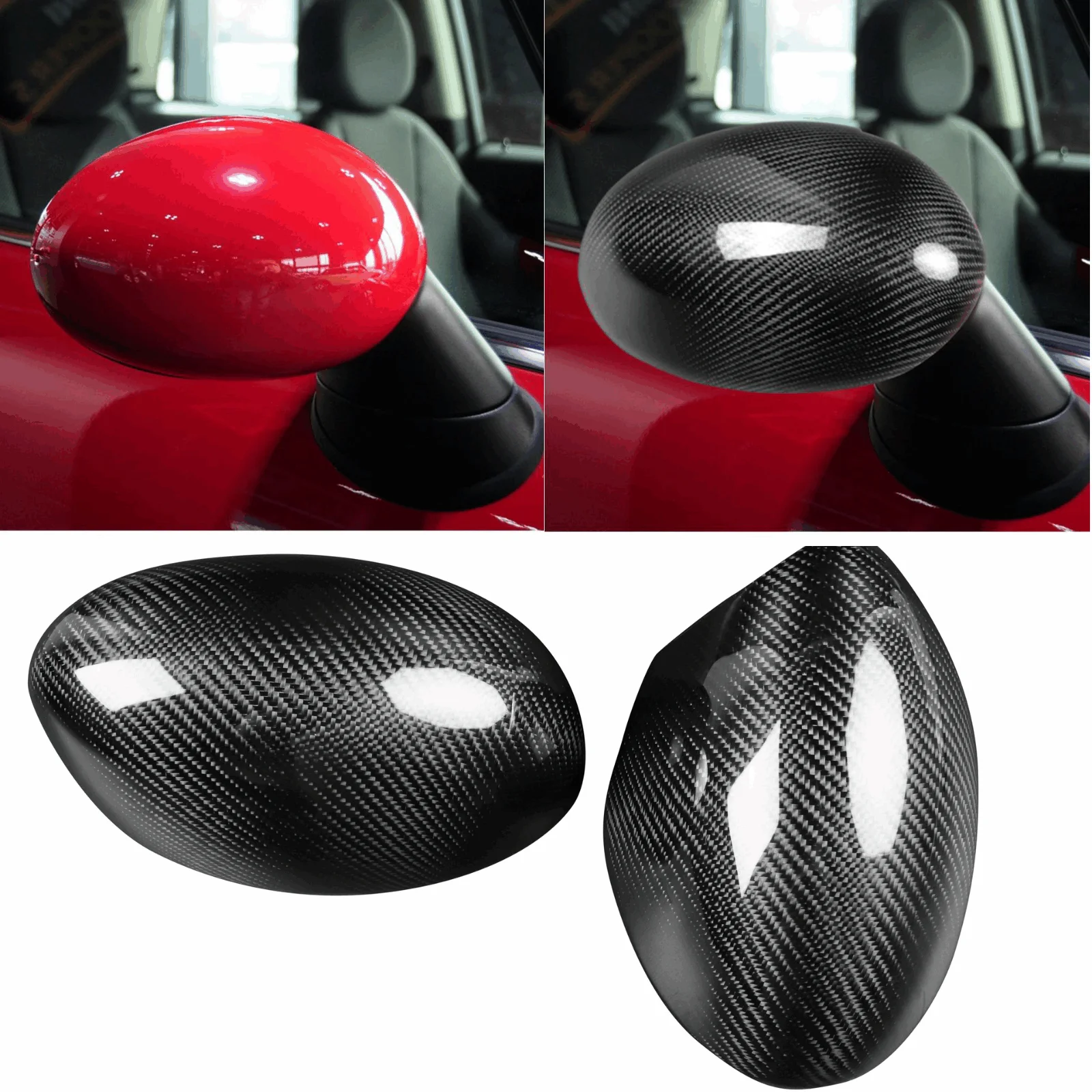 Carbon Fiber Rear View Mirror Cover Caps Fits Mini Cooper R55 R56 R60 2007-2014