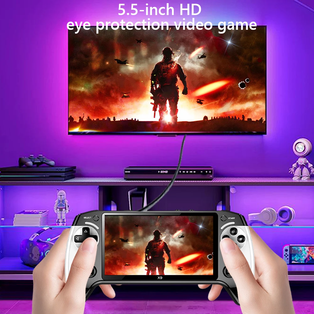 

Портативный игровой плеер с экраном 5,5 дюйма, 1500 мАч, электронный игровой плеер с зарядкой Type-C, портативный игровой плеер, подарок на день рождения, Рождество