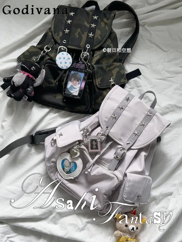 

Japanese Style Original INS Style Camouflage Nylon Canvas Large Capacity Backpack Student Travel Versatile School Bag Unisex