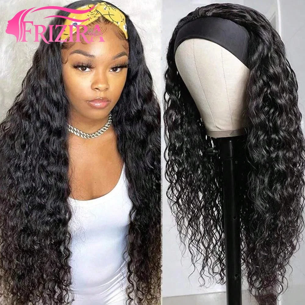

Kinky Curly Headband Wig Human Hair For Black Women None Lace Front Wigs Curly Human Hair Headband Wig Glueless Wear and Go