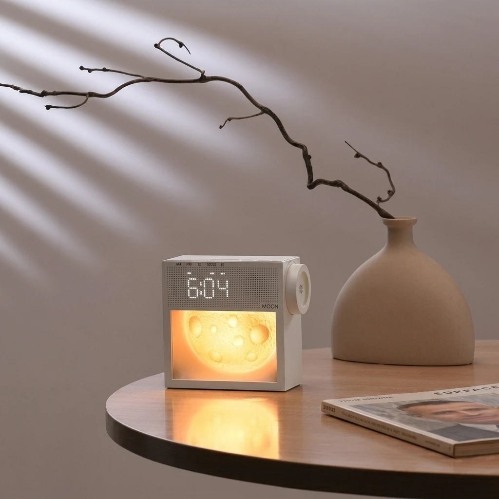 Touch LED Moon Night Light 15W Wireless Charger Bedside Lamp With 20 White Noise Modes For Bedroom Daily Use