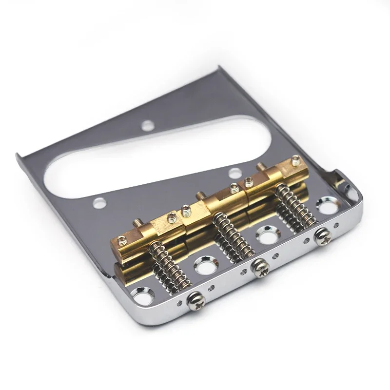 Dual Load Guitar Bridge with Cut-down Sides w/Compensated Brass Saddles for TL Guitar Chrome Black Gold