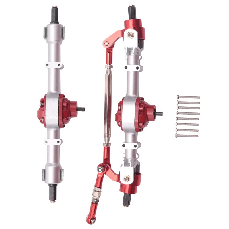 

YSUN-3X RC Car Front & Rear Complete Axle For MN D90 D91 D96 D99S MN90 MN96 MN99 MN99S 1/12 RC Car Upgrade Parts,Silver