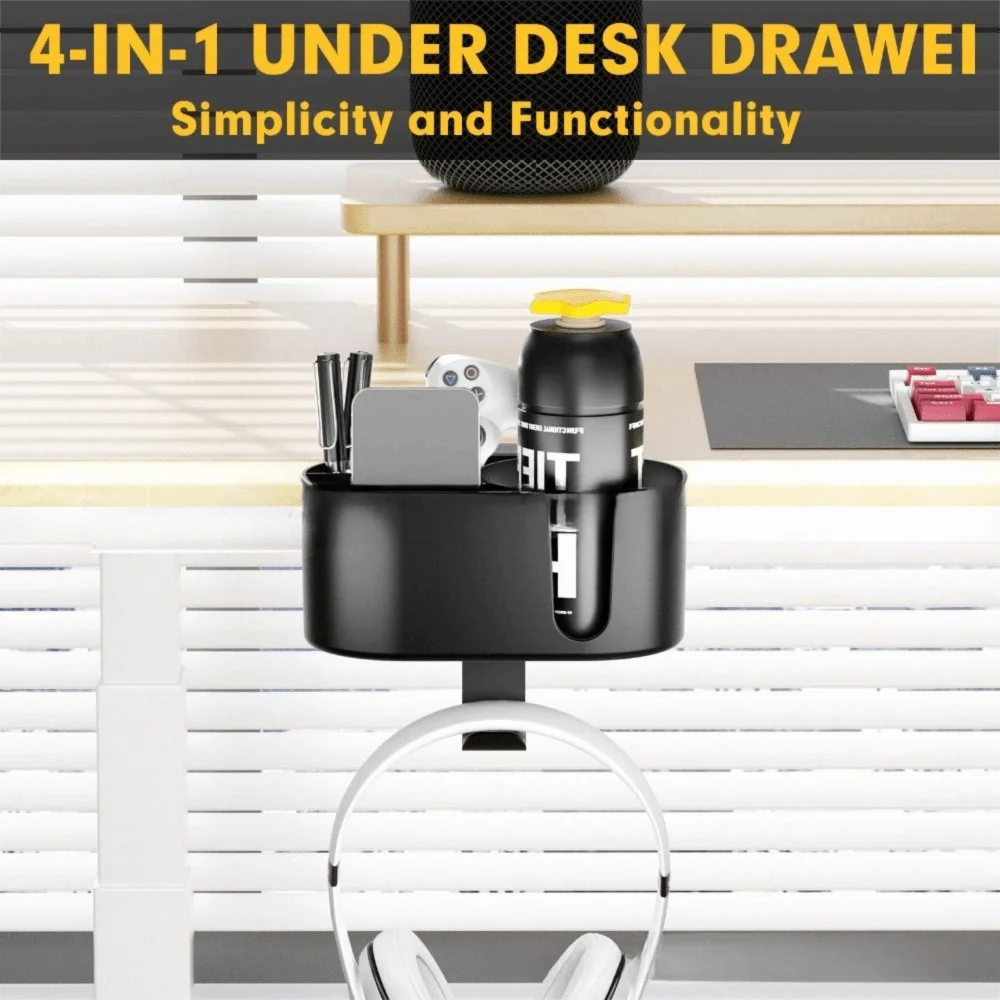 Aluminum Alloy Desk Cup Holder ABS Plastic Black 2 in 1 Desk Storage White Multi-Functional Detachable Cup Holder Kitchen
