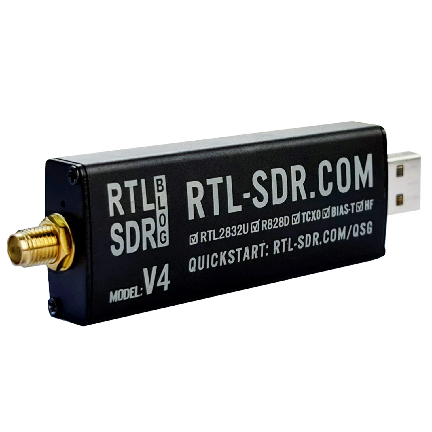 RTL-SDR Blog RTL SDR V4 R828D RTL2832U 1PPM TCXO SMA RTLSDR Radio definiowane programowo (tylko podłużne)