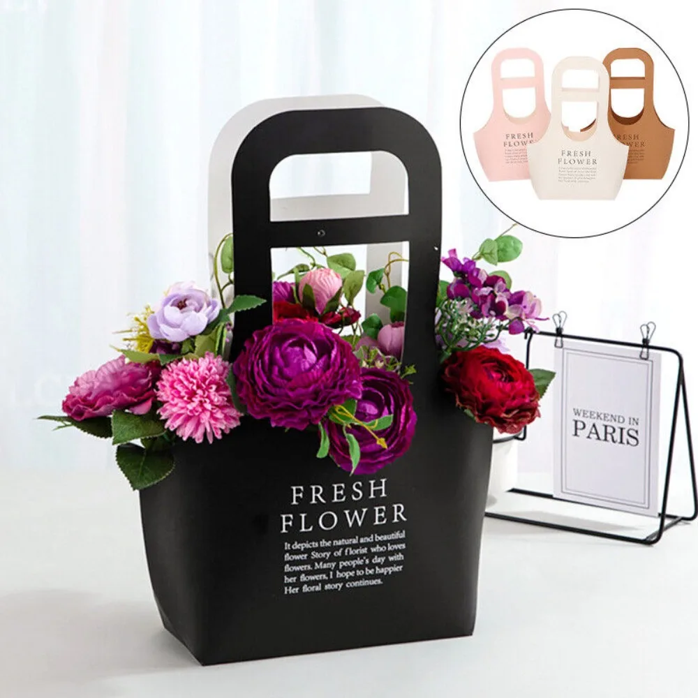 New Party Flower Box Wedding Kraft Paper Gift Boxes Flower Handbag Bouquet Packaging Bag Handheld Flower Arrangement Bag