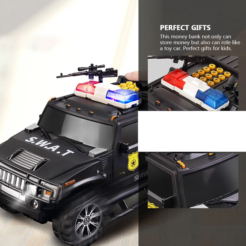 1개 지문 비밀번호 저금통 경찰차 모양 모형 경찰차 모양 돈통 디지털 동전 상자 인터랙티브 교육용