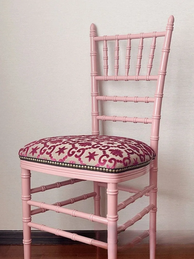 

High-value dining chair, pink household, bedroom, dressing chair, clothing store, high-end restaurant, bamboo joint