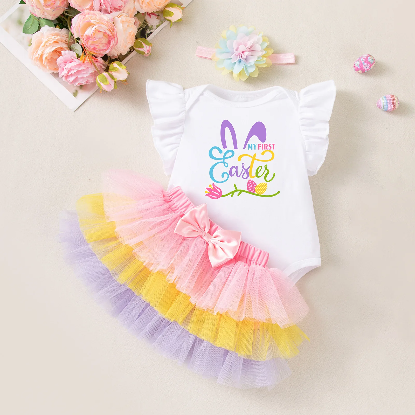 conjunto-de-roupa-para-bebe-menina-primeira-pascoa-macacao-branco-saia-tutu-faixa-de-cabelo-com-flor-polainas-roupa-para-festa-de-pascoa-e-cake-smash