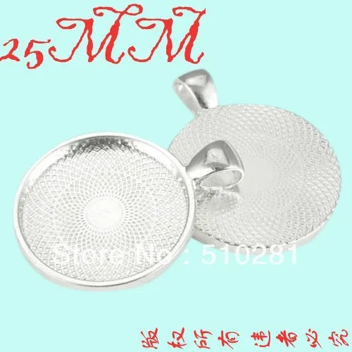 30set   1 Inch Shiny Silver Round Pendant Tray, Pendant Blanks, 25mm Bezel Pendant Settings for Glass Tile Cabochon