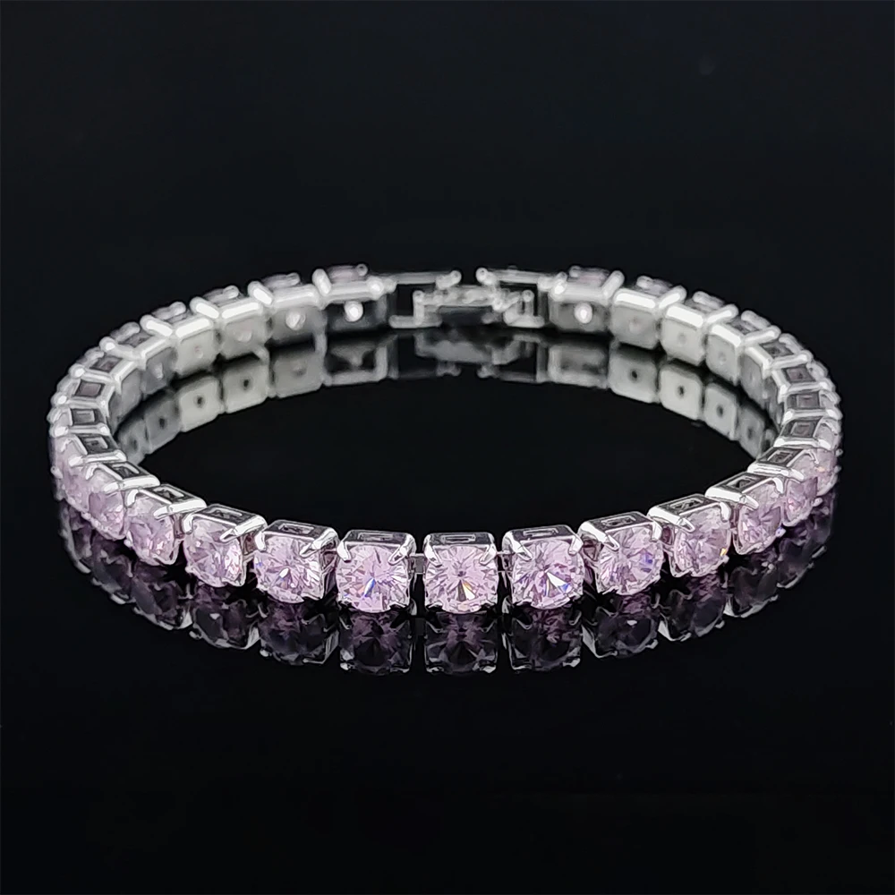 2024 New Arrival  Luxury Round pink color on hand Bracelet Bangle For Women Anniversary Gift Jewelry S5787