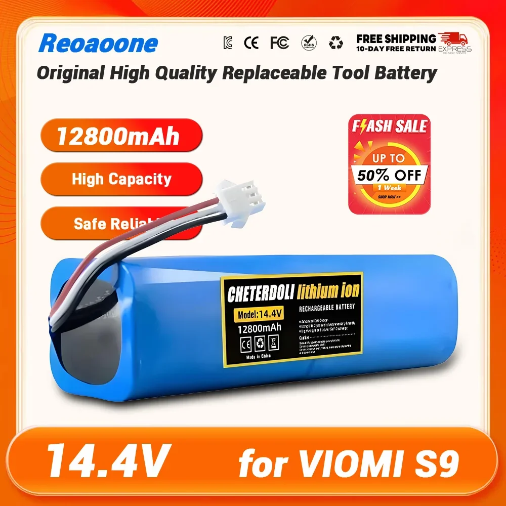 Reoaoone Original for XiaoMi Lydsto R1 Roidmi Eve Plus Viomi S9 Robot Vacuum Cleaner Lithium Battery Pack Capacity 12800mAh