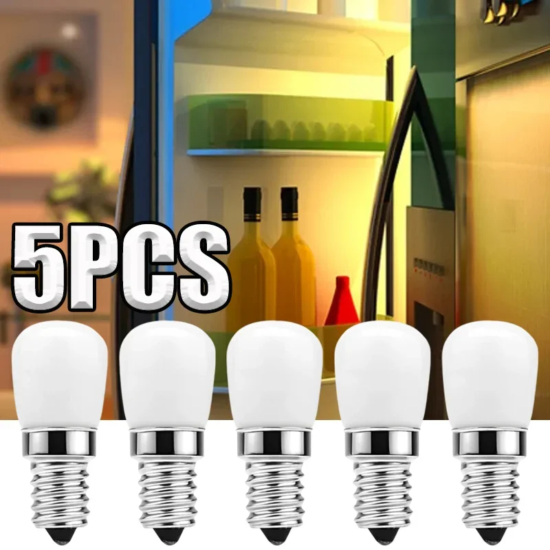 5/1PCS E12/E14 Light Bulb Mini Refrigerator Lamp Bulbs Refrigerator Light 220V LED Screw Bulbs for Refrigerator Display Cabinets