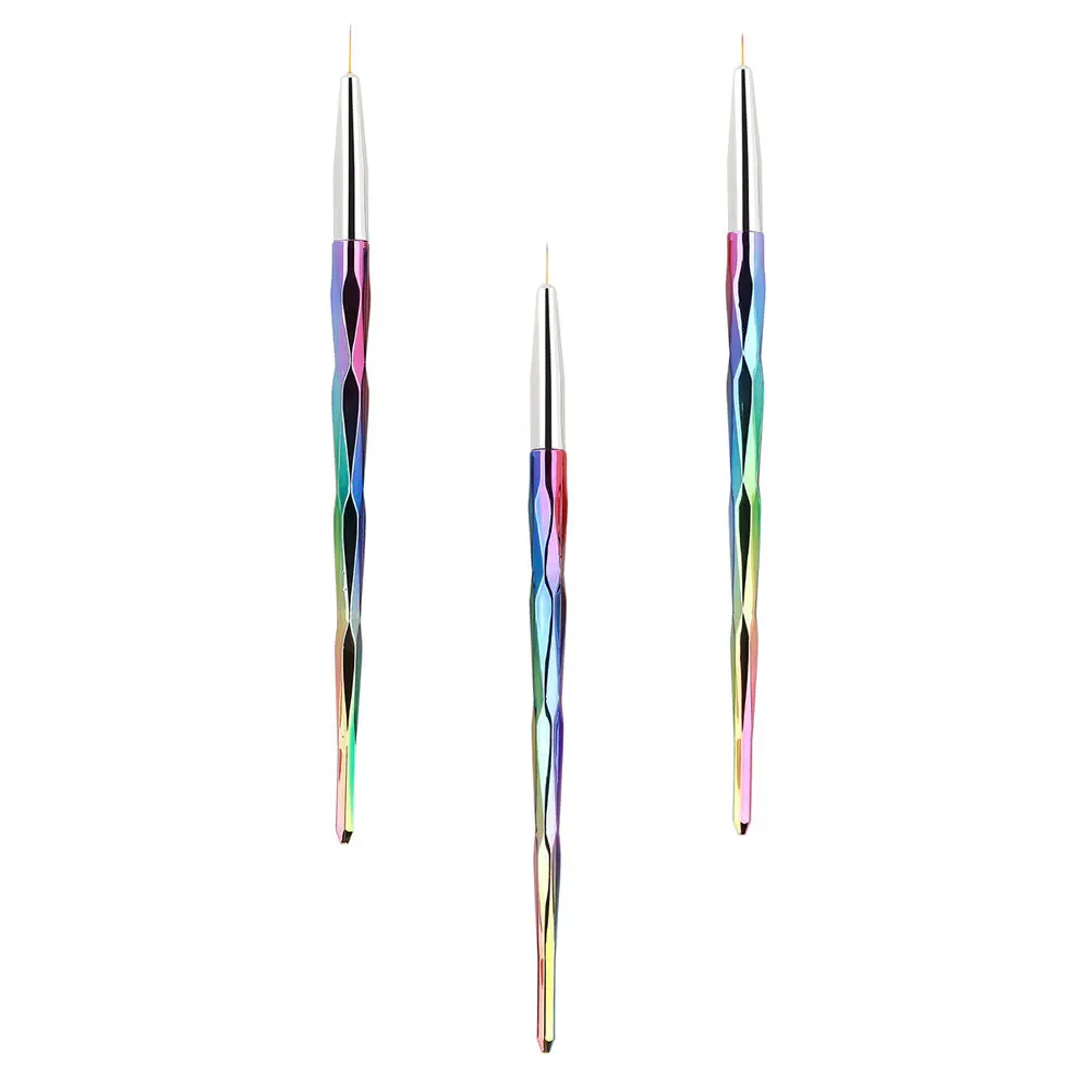 3pcs 아트 펜 세트 DIY 네일 디자인을위한 경량 매니큐어 도구 휴대용 네일 아트 페인팅 도구 액세서리 살롱 사용
